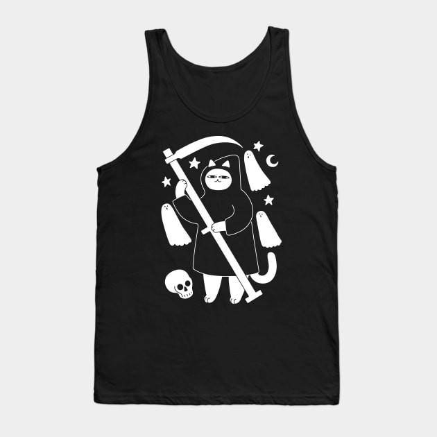 Spooky Grim Reaper Cat Tank Top by obinsun